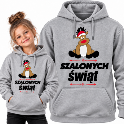 BLUZA Z KAPTUREM  ŚWIĄTECZNA SZALONYCH ŚWIĄT